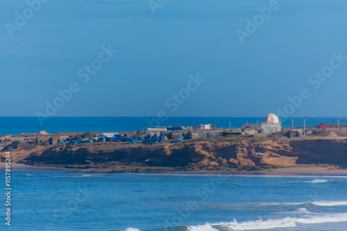 Seaside landscape of the Moroccan countryside seen from along the road in the Safi region