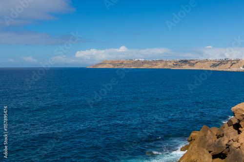 Seaside landscape of the Moroccan countryside seen from along the road in the Safi region