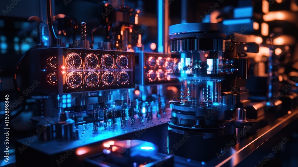 Futuristic laboratory equipment with glowing Nixie tubes. Futuristic laboratory equipment with glowing Nixie tubes.
