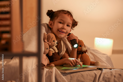 Cute little girl with knitt...