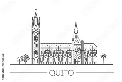 Basilica of the National Vow Line Icon. Quito Ecuador