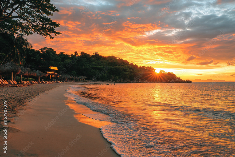 Naklejka premium sunset on the beach