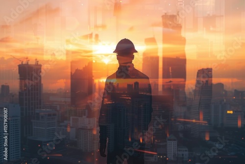 Wallpaper Mural Engineer in cityscape  symbolizing engineering  construction  and future. Torontodigital.ca