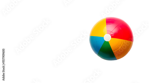 Free Download Colorful Beach Ball in Mid-Air with White Background for Summer Fun - GFXLoad