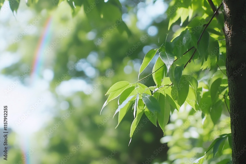 Lush green leaves illuminated by sunlight in a vibrant natural setting. Lush green leaves illuminated by sunlight in a vibrant natural setting.