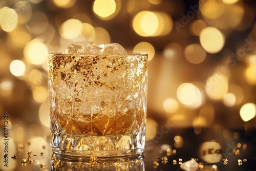 Wallpaper Mural Opulent Gold-Flake Cocktail in a Crystal Glass with Radiant Lighting Torontodigital.ca