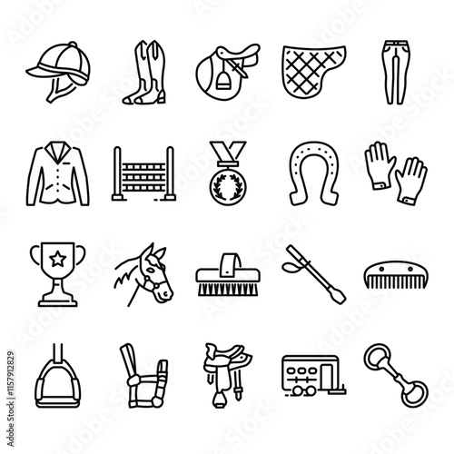 Horse Riding line icons