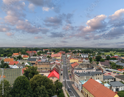 Obraz na płótnie Summer aerial skyline cityscape of Wieleń, Wielkopolska, Poland w salonie