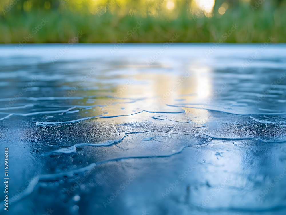 Fototapeta premium Serene Winter Ice Reflection on Tranquil Water Surface