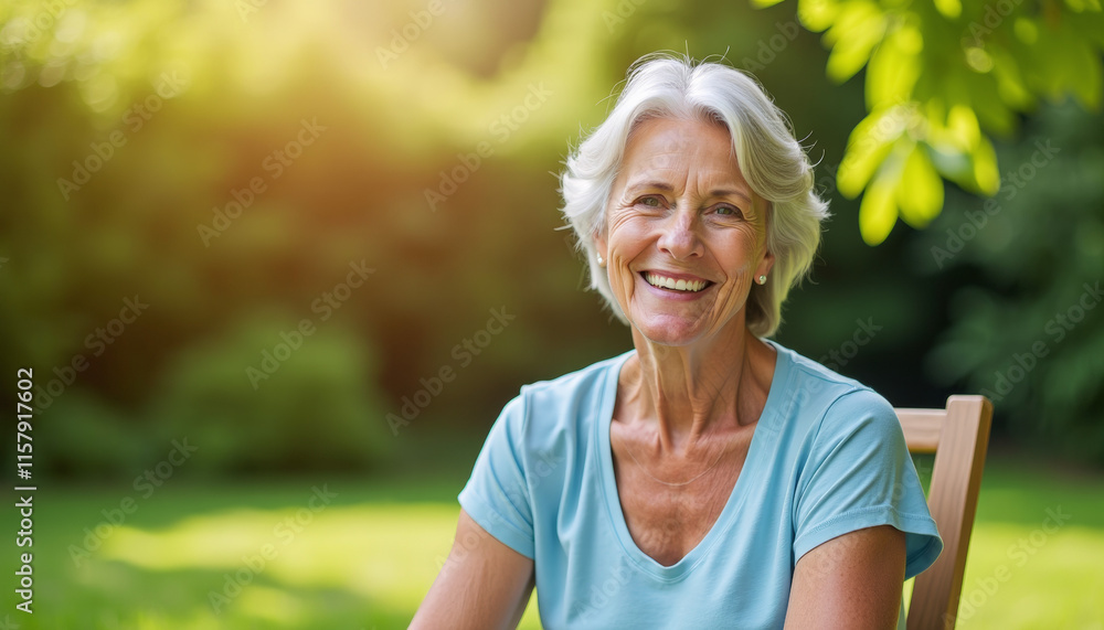 Smiling Senior Woman in a Garden