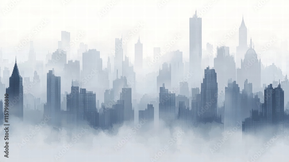 Dense smog blankets a sprawling city skyline creating an atmospheric view of urban life and structures. Generative AI Dense smog blankets a sprawling city skyline creating an atmospheric view of urban life and structures. Generative AI
