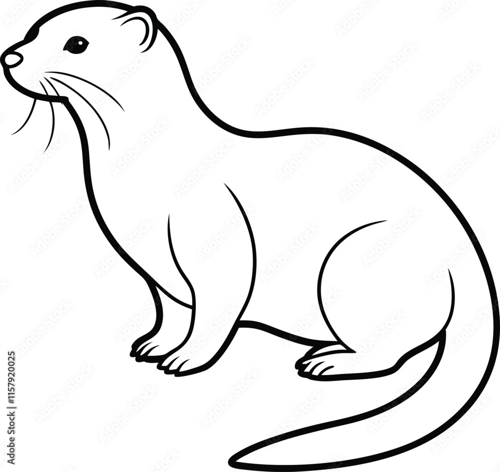 Obraz premium Vector Illustration of Sea Otter Silhouette. Vector of Asian Otter, Aonyx cinerea or Oriental Small-clawed Otter on whiet background.