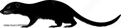 Silhouette of an otter in profile on a white background.
