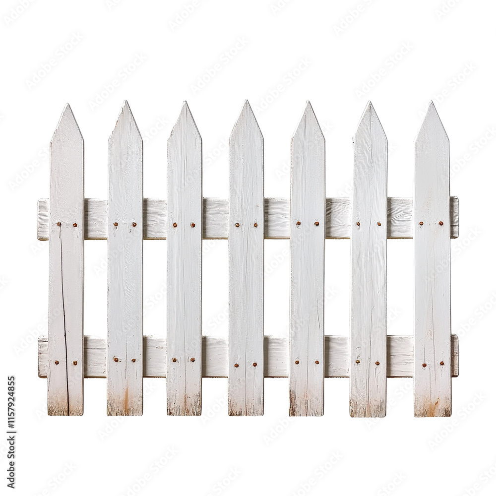 White Wooden Fence Panel with Sharp Finials White Wooden Fence Panel with Sharp Finials