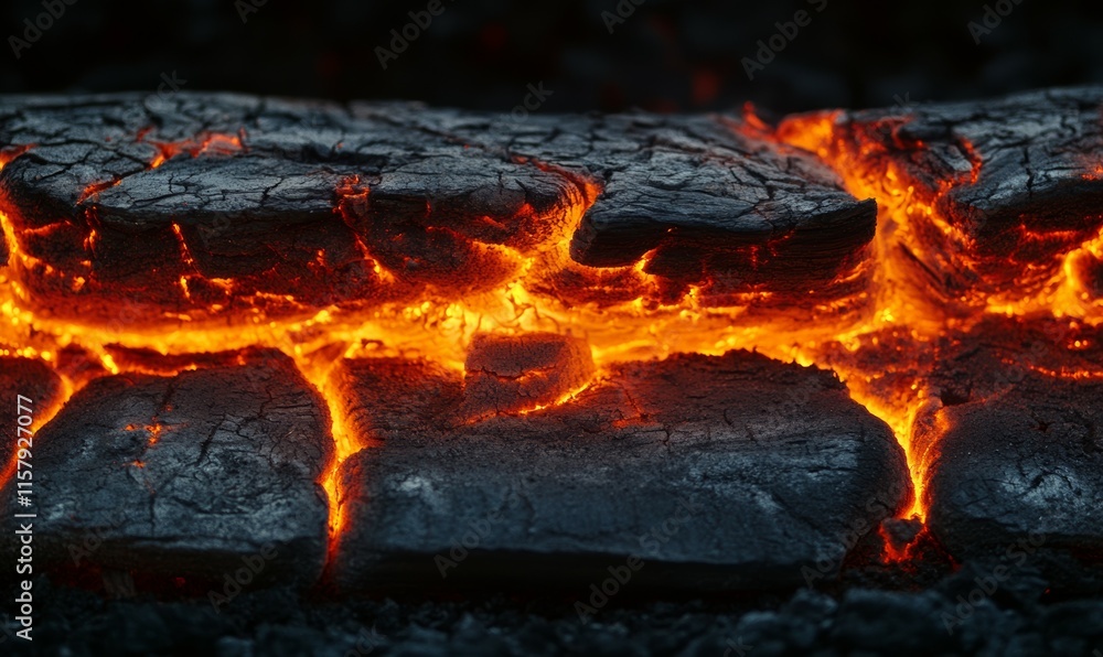 Fototapeta premium Selective focusing of burnt coal