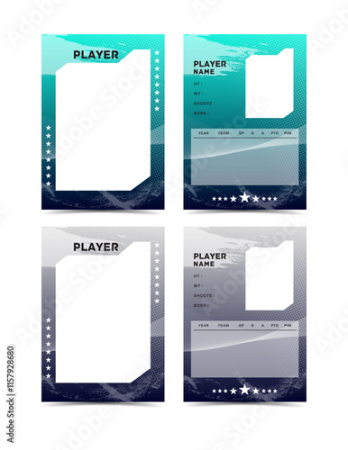 Sport player trading card frame border template design front and back for personnal information and performance 