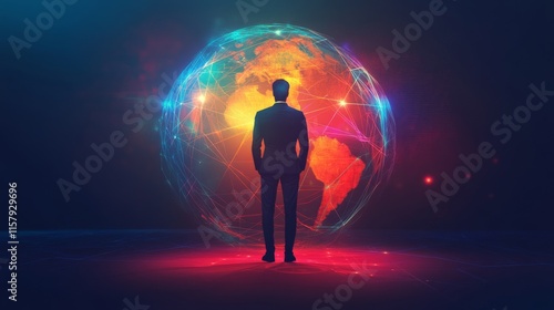 Consultant Standing Before Global Trade Concept