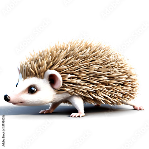 Adorable 3D Render of a Hedgehog. Transparent Background. photo