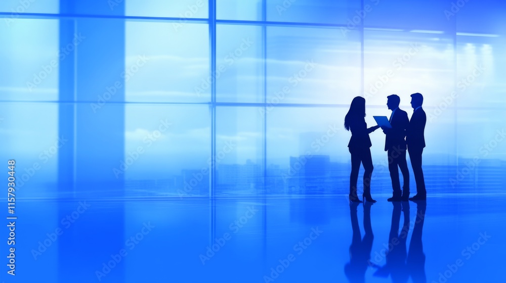 Fototapeta premium Executive Team Planning in Soft Blue Environment