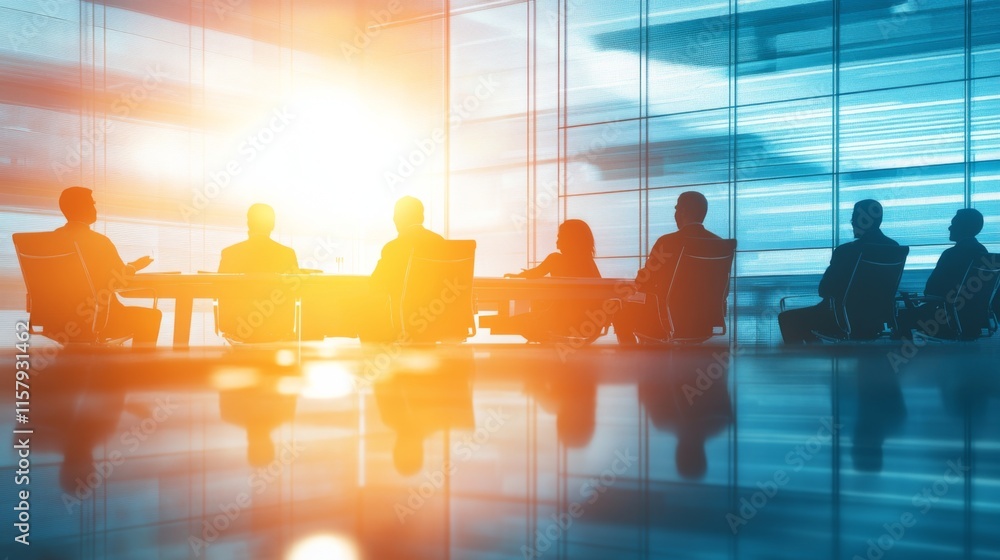 Minimalist Conference Room with Discussion on Risk Mitigation