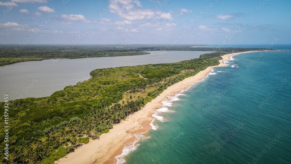Fototapeta premium The aerial view of the beach in Southern Sri Lanka