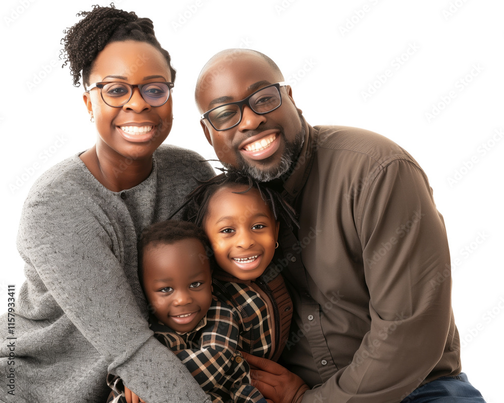 Fototapeta premium Family father mother son daughter kid studio photo white background
