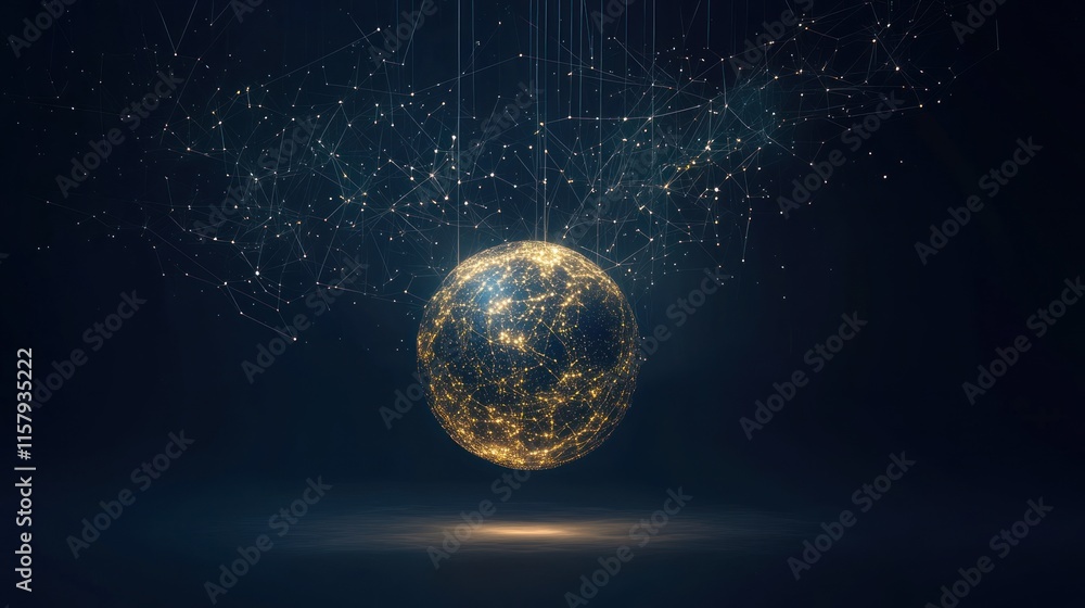 Obraz premium Global network connection, glowing earth.