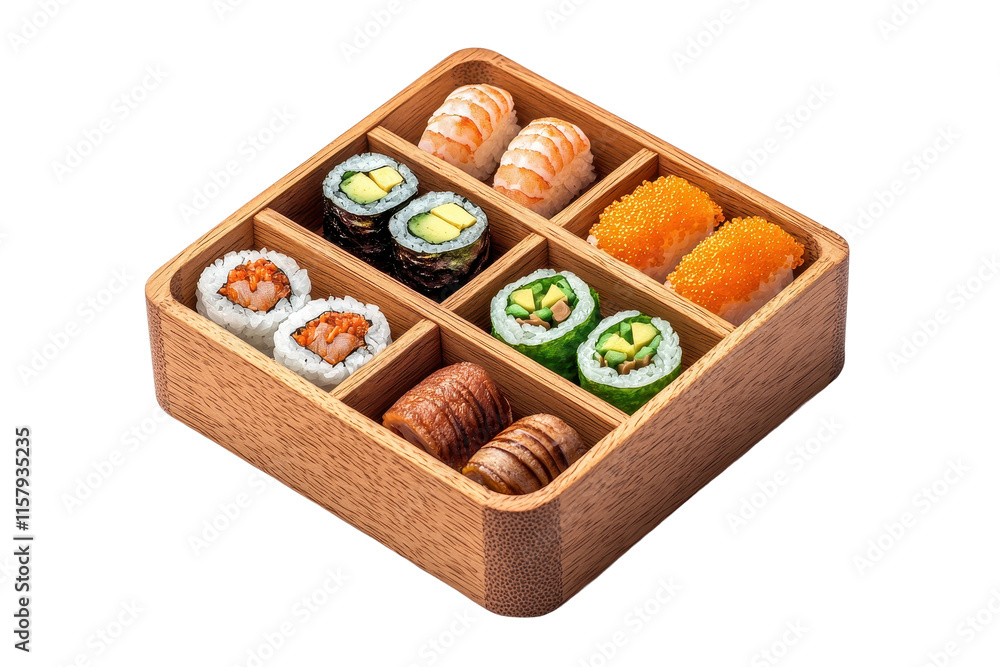 Fresh Sushi Selection in Wooden Box Fresh Sushi Selection in Wooden Box