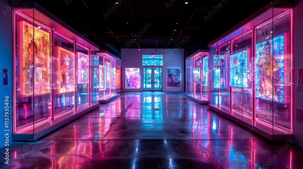 custom made wallpaper toronto digitalConceptualize a neon exhibit of sports diplomacy symbols, including illuminated