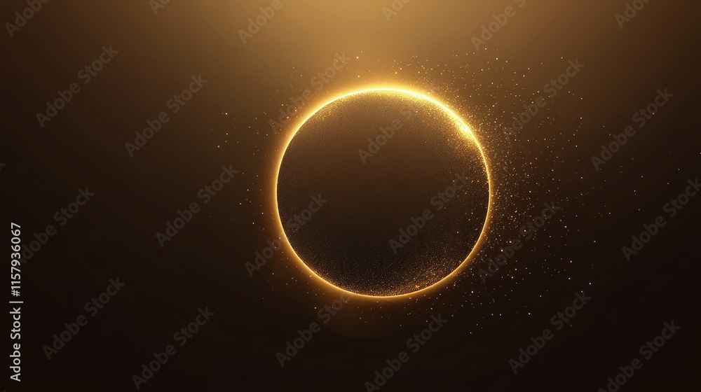 Obraz premium Glowing golden circle on dark background.