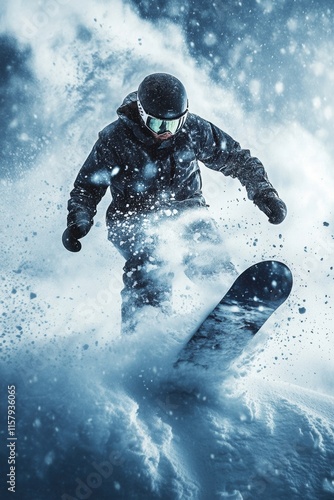 Snowboarding action adventure in mountain resort dynamic sports experience snowy environment thrilling viewpoint photo