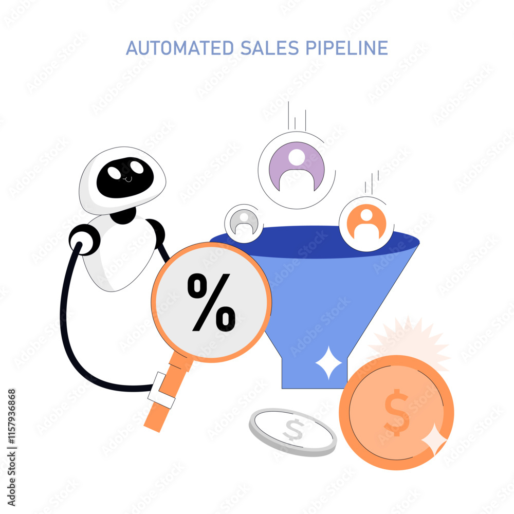 Business Process Automation. Flat Vector Illustration Business Process Automation. Flat Vector Illustration