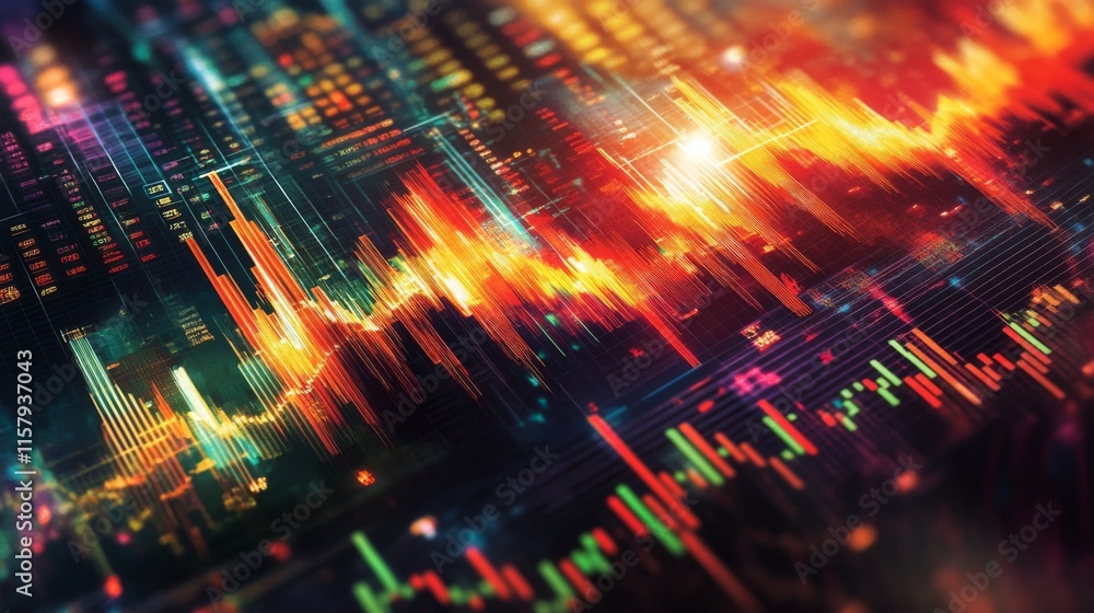 Obraz premium Vibrant Data Analysis with Bold Colors and Light Effects