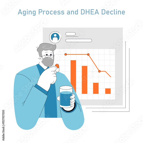 DHEA Supplement. Flat Vector Illustration