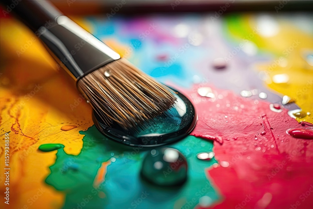 Paintbrush and Watercolor Macro Paintbrush and Watercolor Macro