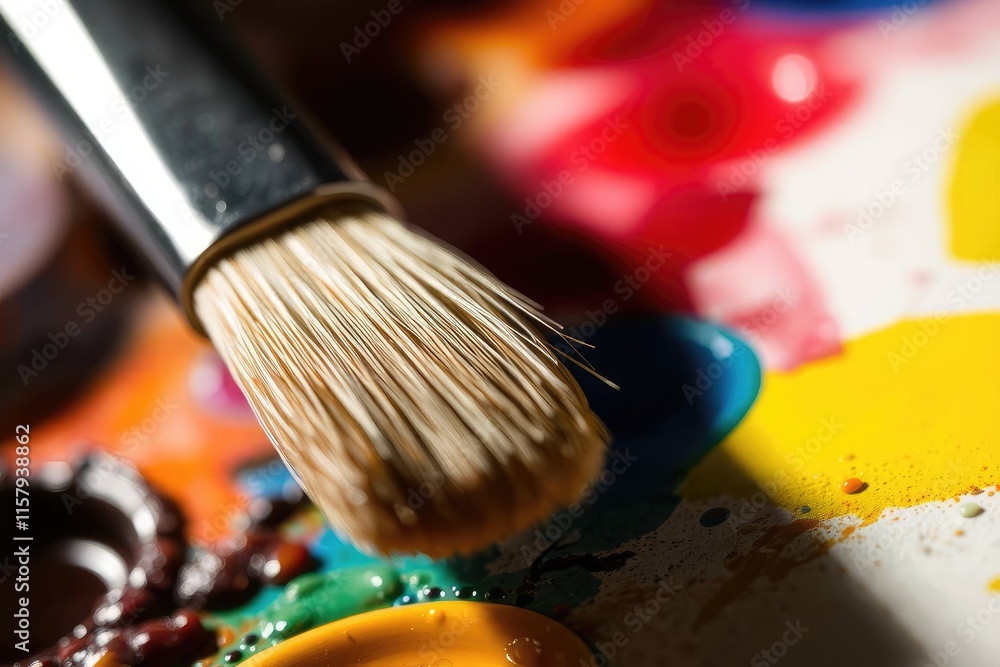 Fototapeta premium Paintbrush and Watercolor Macro