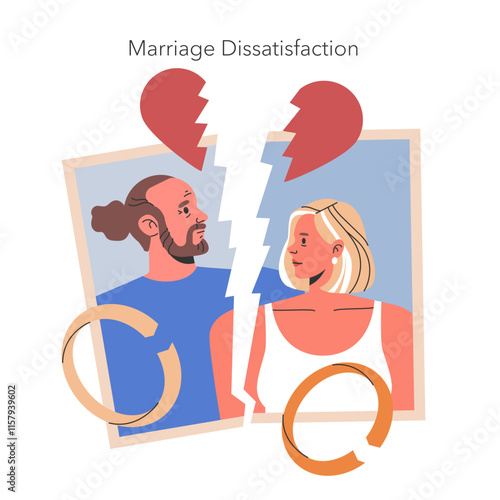 Men Midlife Crisis. Flat Vector Illustration