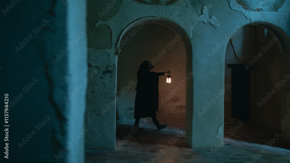 Lantern Glow Illuminates Ancient Church Shadows Lantern Glow Illuminates Ancient Church Shadows