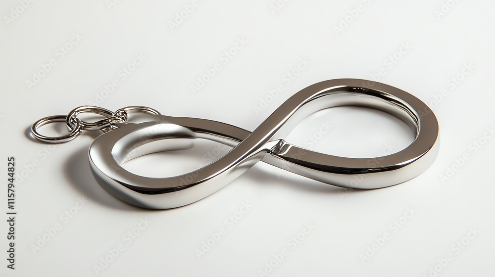 Stylish metal keychain with infinity symbol on white isolated background. Stylish metal keychain with infinity symbol on white isolated background.