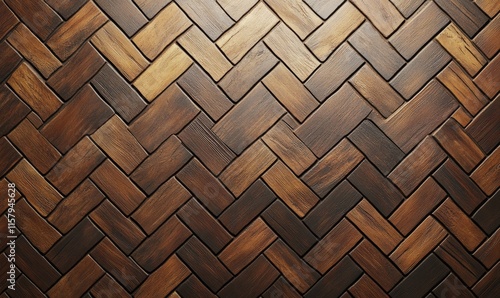 Fototapeta Naklejka Na Ścianę i Meble -  Wood, Herringbone Wall background with tiles. 3D, tile Wallpaper with Soft sheen, Timber blocks. 3D Render