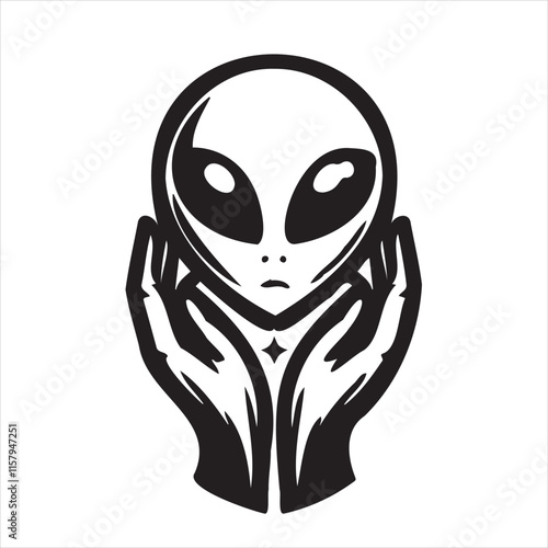 A playful alien icon with a modern and minimalistic design, featuring a unique extraterrestrial face. Perfect for sci-fi themes, gaming, technology projects, and creative branding.