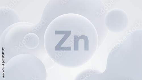 Zinc mineral soft white particle. Vector 3d illustration. Liquid shapes. Dietary supplement product concept.