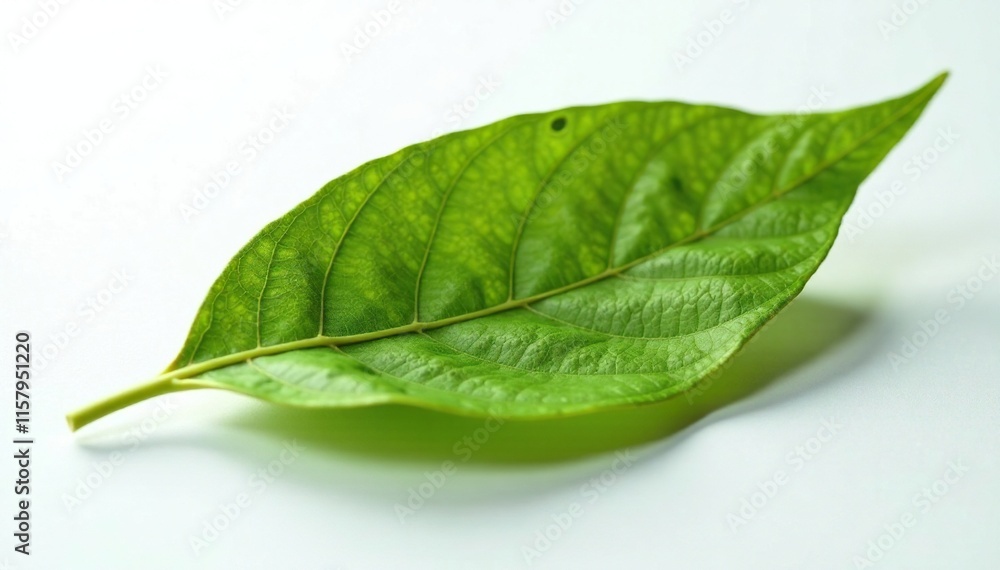 Fototapeta premium Dry and withered green tea leaf on white surface, dry green tea leaf, foliage