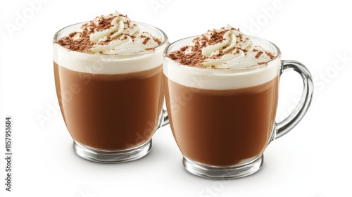 Two Hot Chocolates in Clear Glass Mugs
