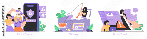 Safety Internet Day. Flat Vector Illustration