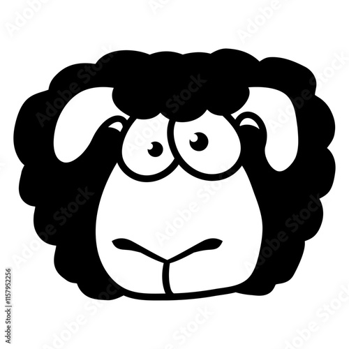 Stupid Sheep Face Head Funny Anxious Cool Stare Design Lover Art Vector Illustration Card T-Shirt Poster Sticker Graphic Print Decorative Drawing Isolated Logo Decoration Symbol Creative Cool Style
