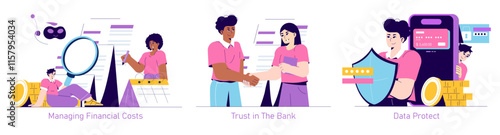 Banking Sector. Flat Vector Illustration