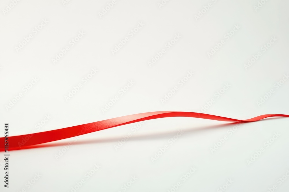 A single, elegant red ribbon curves gracefully across a stark white background. A single, elegant red ribbon curves gracefully across a stark white background.