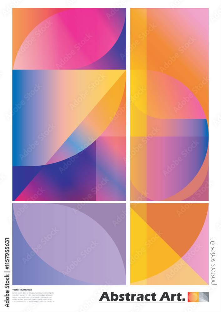 Abstract poster with geometric patterns, bold shapes, and vibrant colors. Modern and stylish composition, perfect for artistic and creative projects. Vector illustration