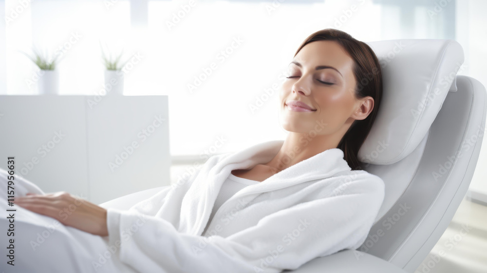 A serene woman enjoying a soothing moment at a luxurious beauty spa, surrounded by calm and elegance. A serene woman enjoying a soothing moment at a luxurious beauty spa, surrounded by calm and elegance.